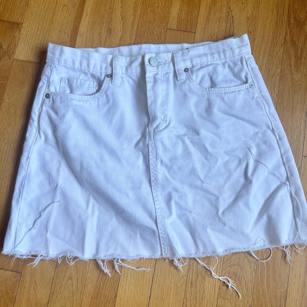 Blank NYC White Distressed Denim Mini Skirt
